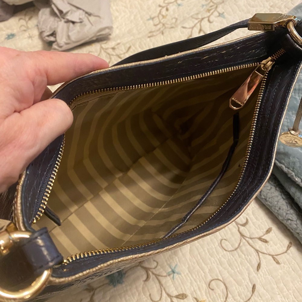 Brahmin Blue Bronze Floral Embossed wallet only. Matching bag sold separately - Picture 3 of 4